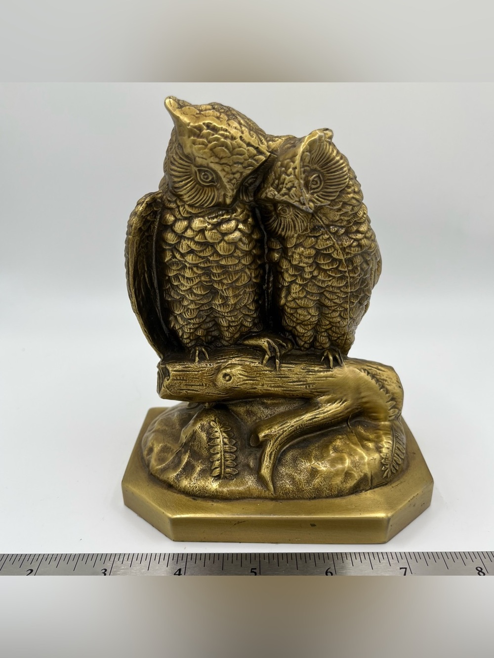 Vintage P.M. Craftsman Brass Loving Owls Bookend 4.75x6x3”; Heavy 3# - Picture 4 of 9